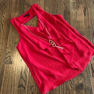 A. Byer ruffle front red top  xl